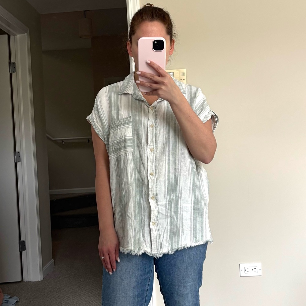 Altar’d State Casual Striped Button-Up Top
